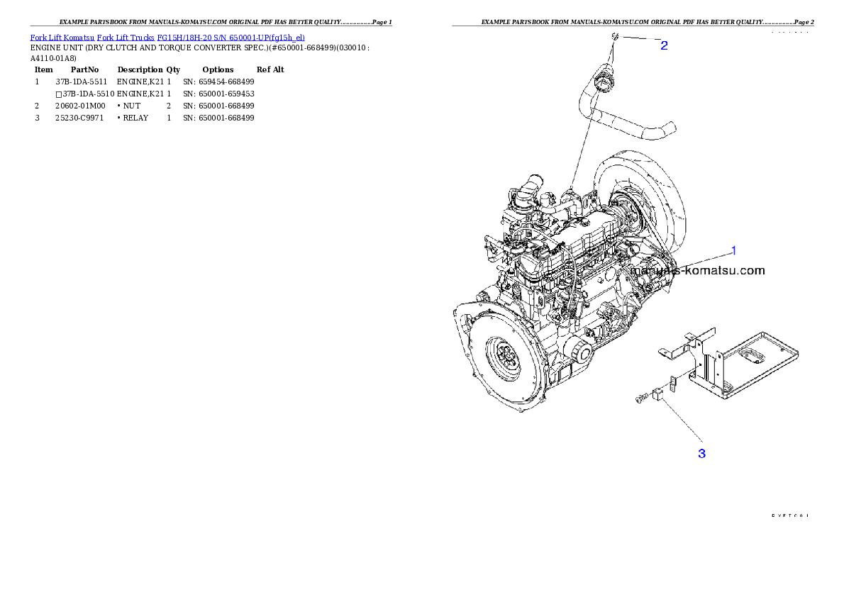 FG15H-AT S/N 600001-UP Partsbook