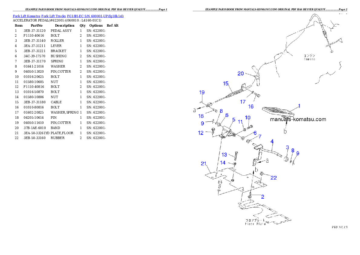 FG18H-EC S/N 600001-UP Partsbook