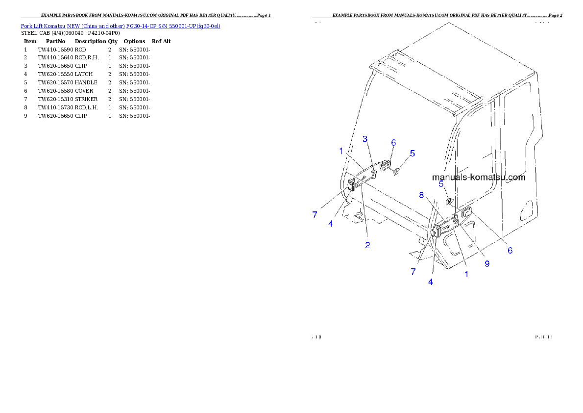 Protected: FG30-14-OP S/N 550001-UP Partsbook