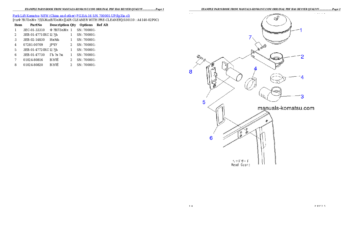 Protected: FG35A-16 S/N 700001-UP Partsbook