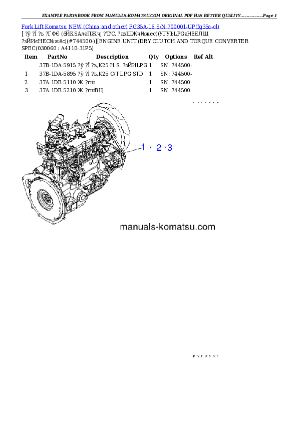 Protected: FG35A-16 S/N 700001-UP Partsbook