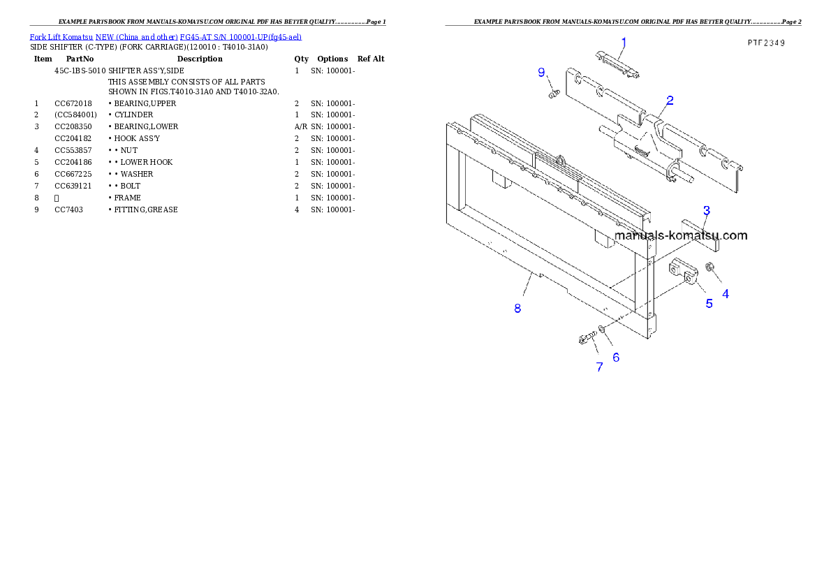 Protected: FG45-AT S/N 100001-UP Partsbook