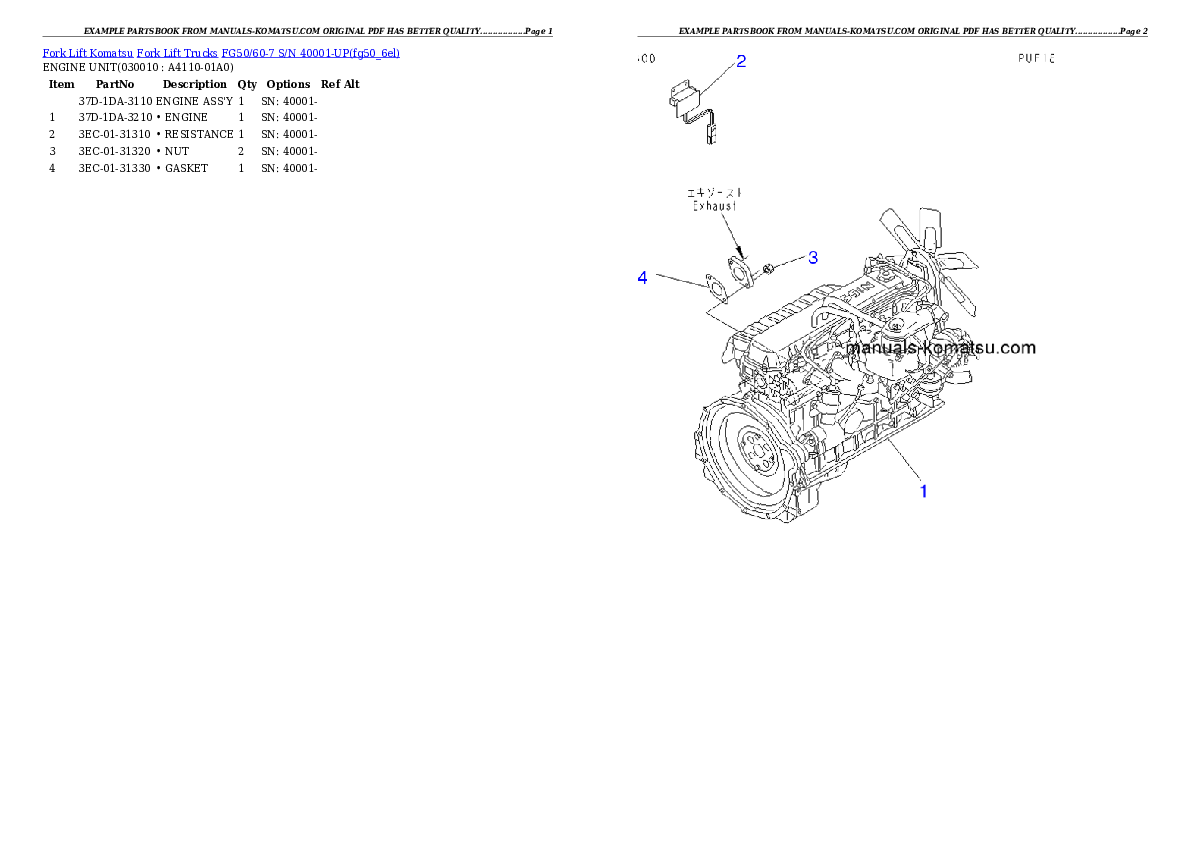 FG50/60-7 S/N 40001-UP Partsbook