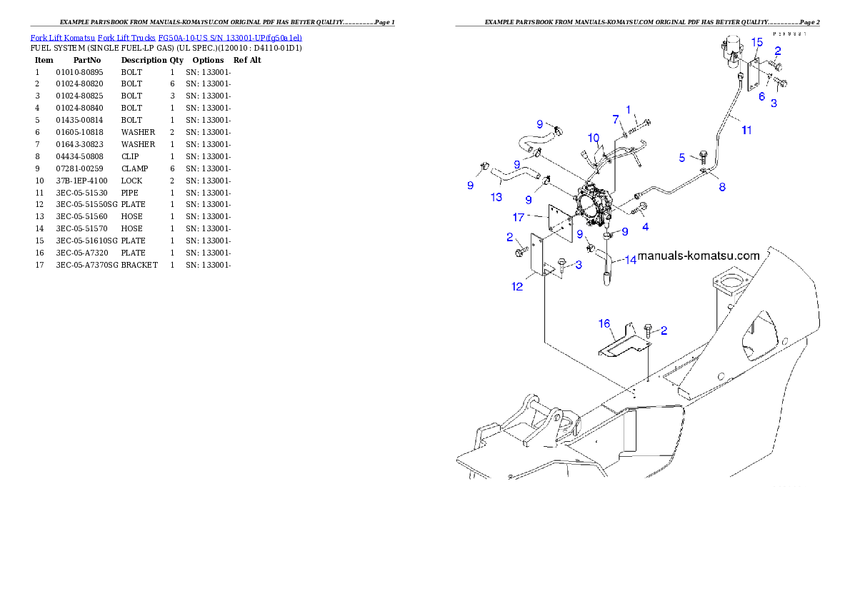 Protected: FG50A-10-US S/N 133001-UP Partsbook