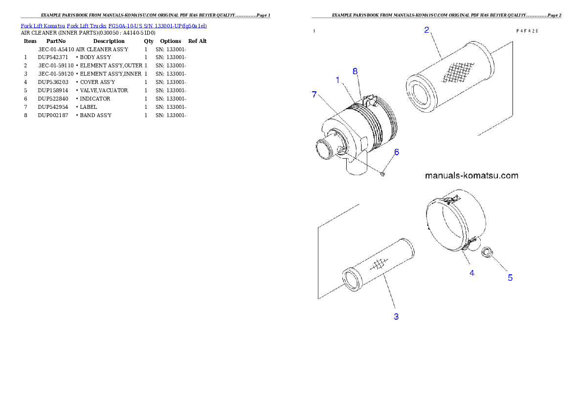Protected: FG50A-10-US S/N 133001-UP Partsbook