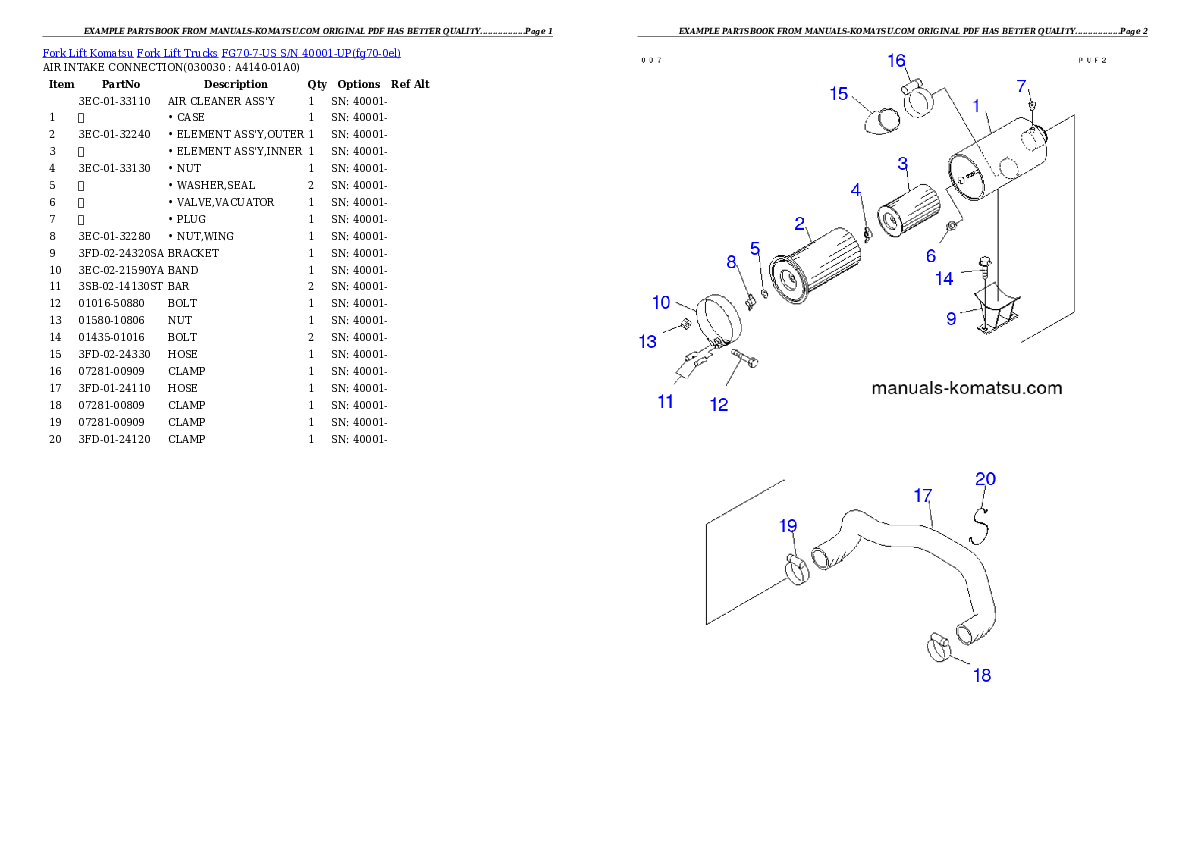 FG70-7-US S/N 40001-UP Partsbook
