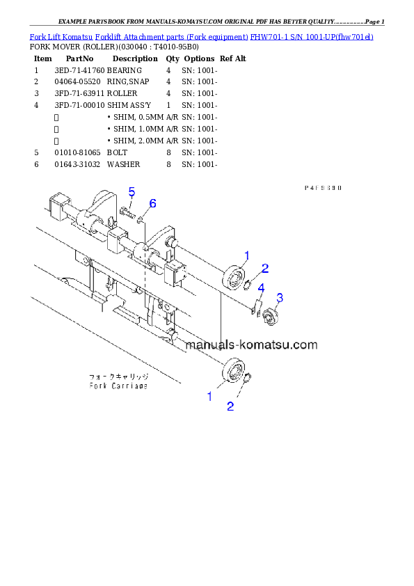 Protected: FHW701-1 S/N 1001-UP Partsbook