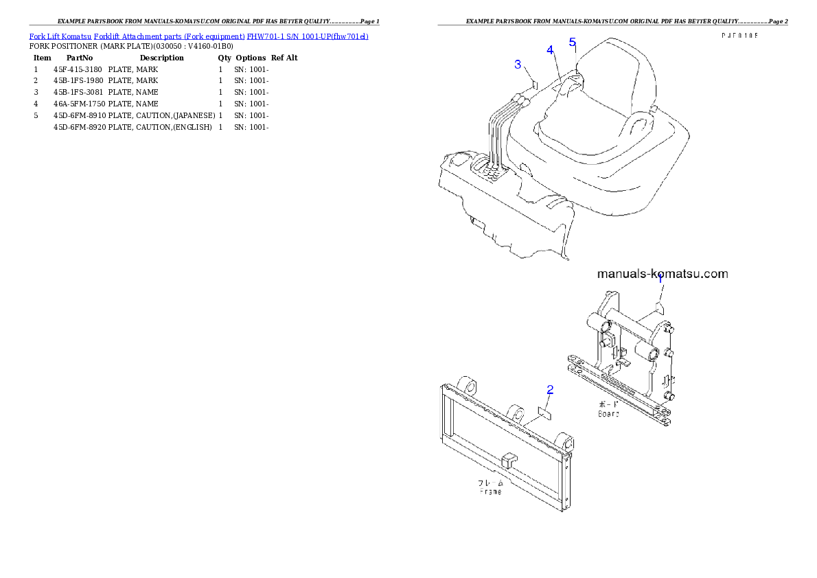 Protected: FHW701-1 S/N 1001-UP Partsbook
