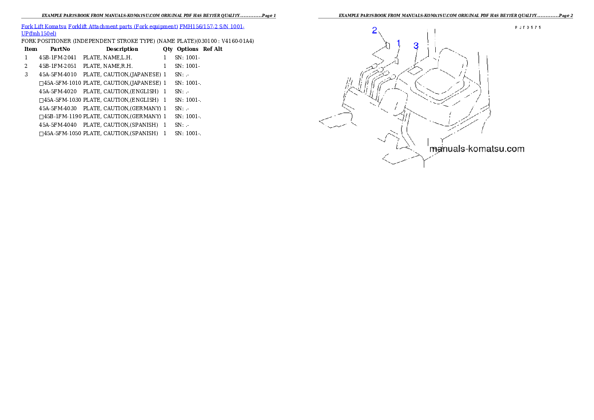 Protected: FMH156/157-2 S/N 1001-UP Partsbook