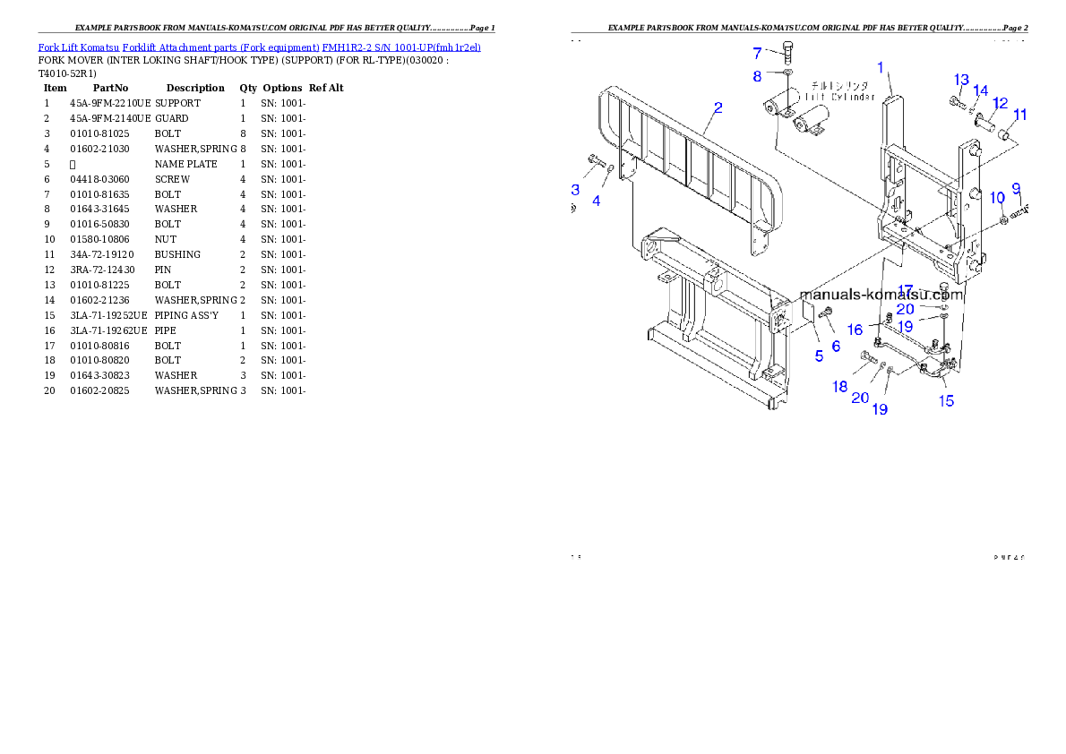 FMH1R2-2 S/N 1001-UP Partsbook