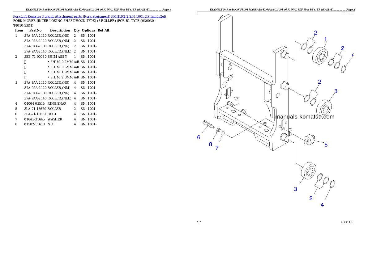 FMH1R2-2 S/N 1001-UP Partsbook