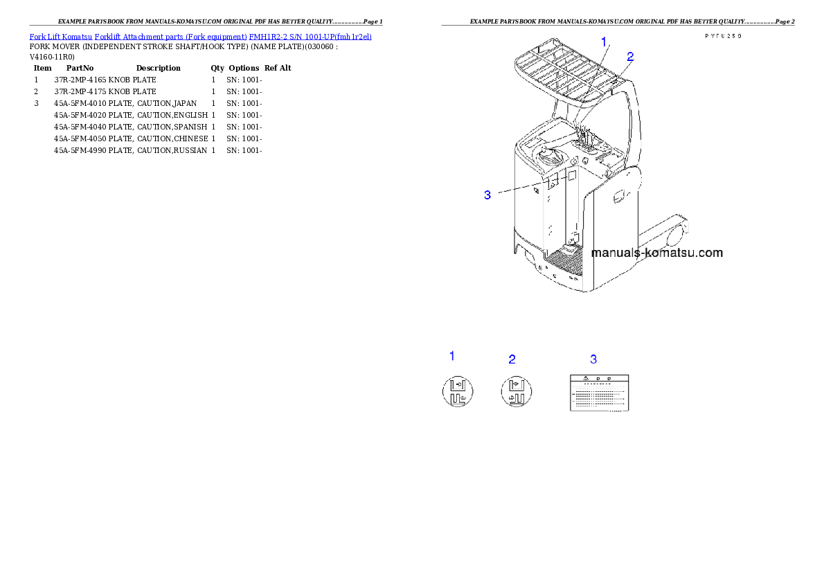 Protected: FMH1R2-2 S/N 1001-UP Partsbook