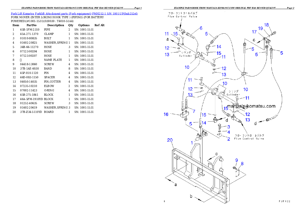 FMH252-1 S/N 1001-UP Partsbook