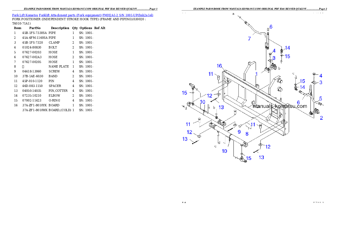 FMH2A1-2 S/N 1001-UP Partsbook