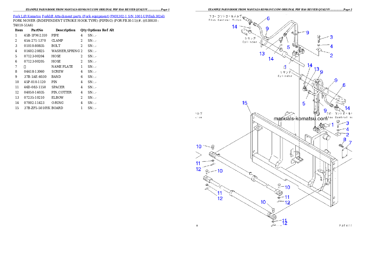 FMH302-1 S/N 1001-UP Partsbook