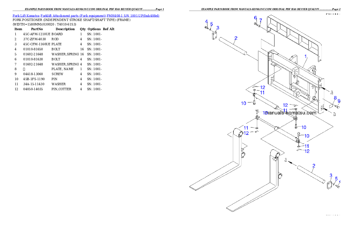 FMH408-1 S/N 1001-UP Partsbook