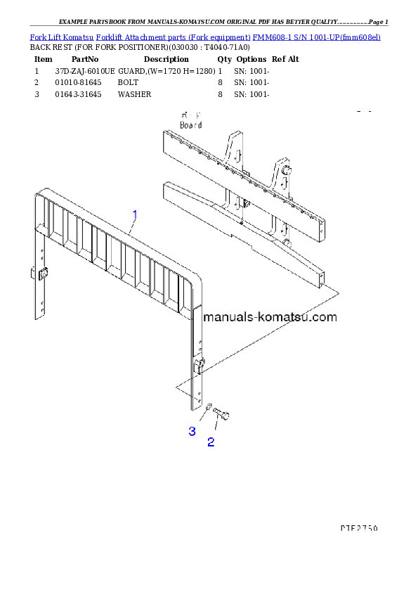 FMM608-1 S/N 1001-UP Partsbook