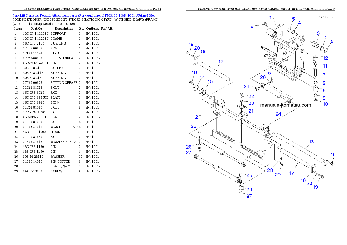 FMS408-1 S/N 1001-UP Partsbook