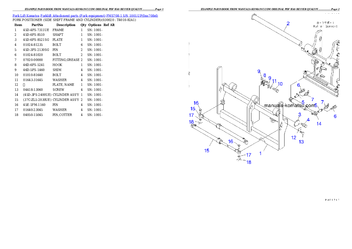 FMS708-1 S/N 1001-UP Partsbook