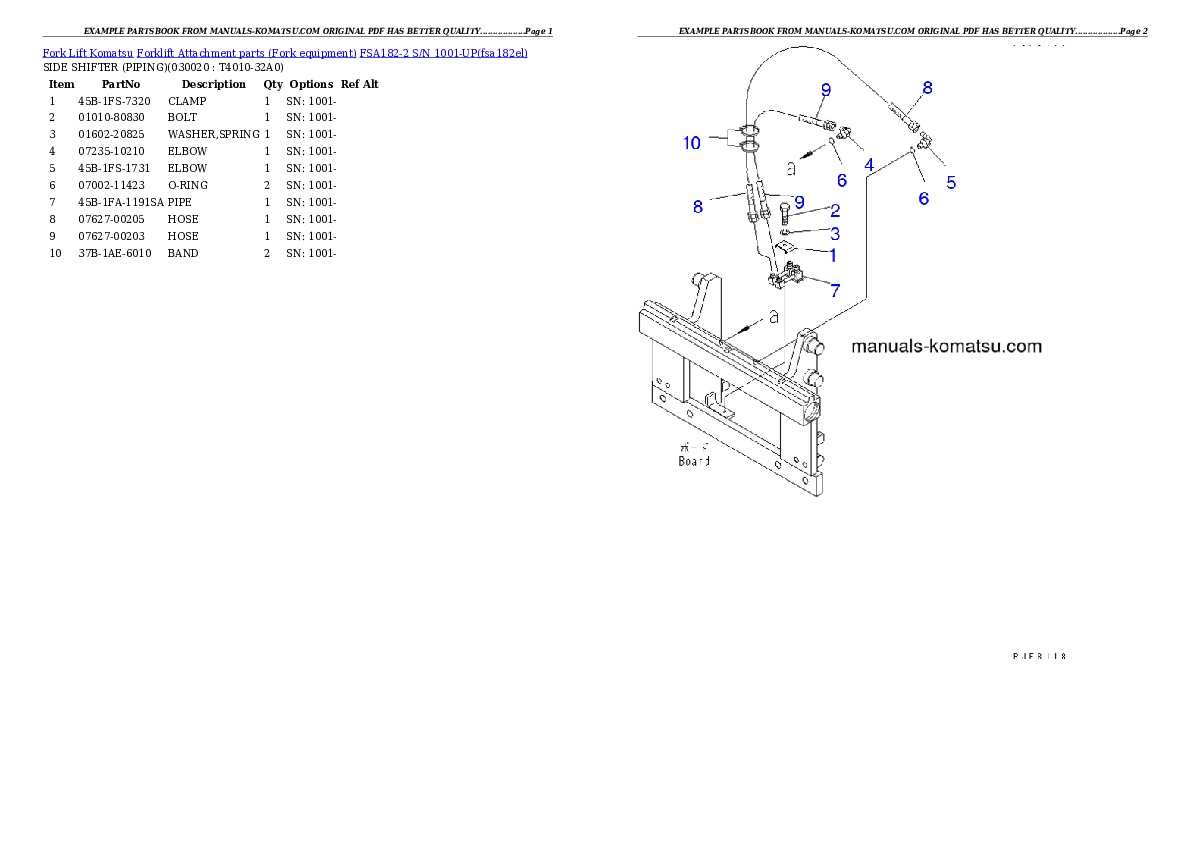 FSA182-2 S/N 1001-UP Partsbook