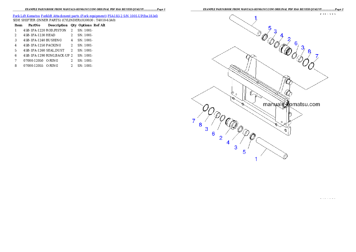 FSA183-2 S/N 1001-UP Partsbook