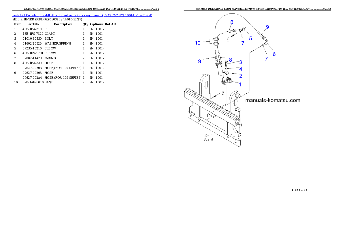 FSA252-2 S/N 1001-UP Partsbook