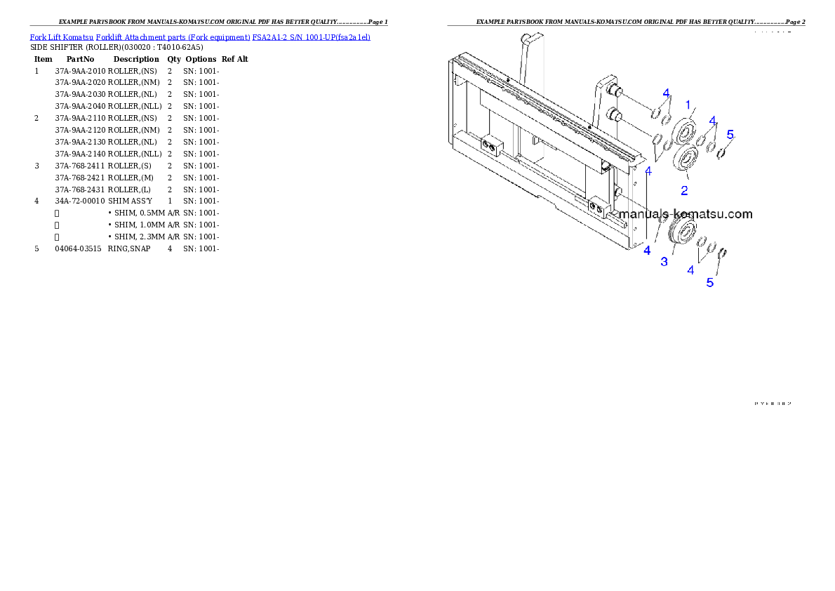 FSA2A1-2 S/N 1001-UP Partsbook