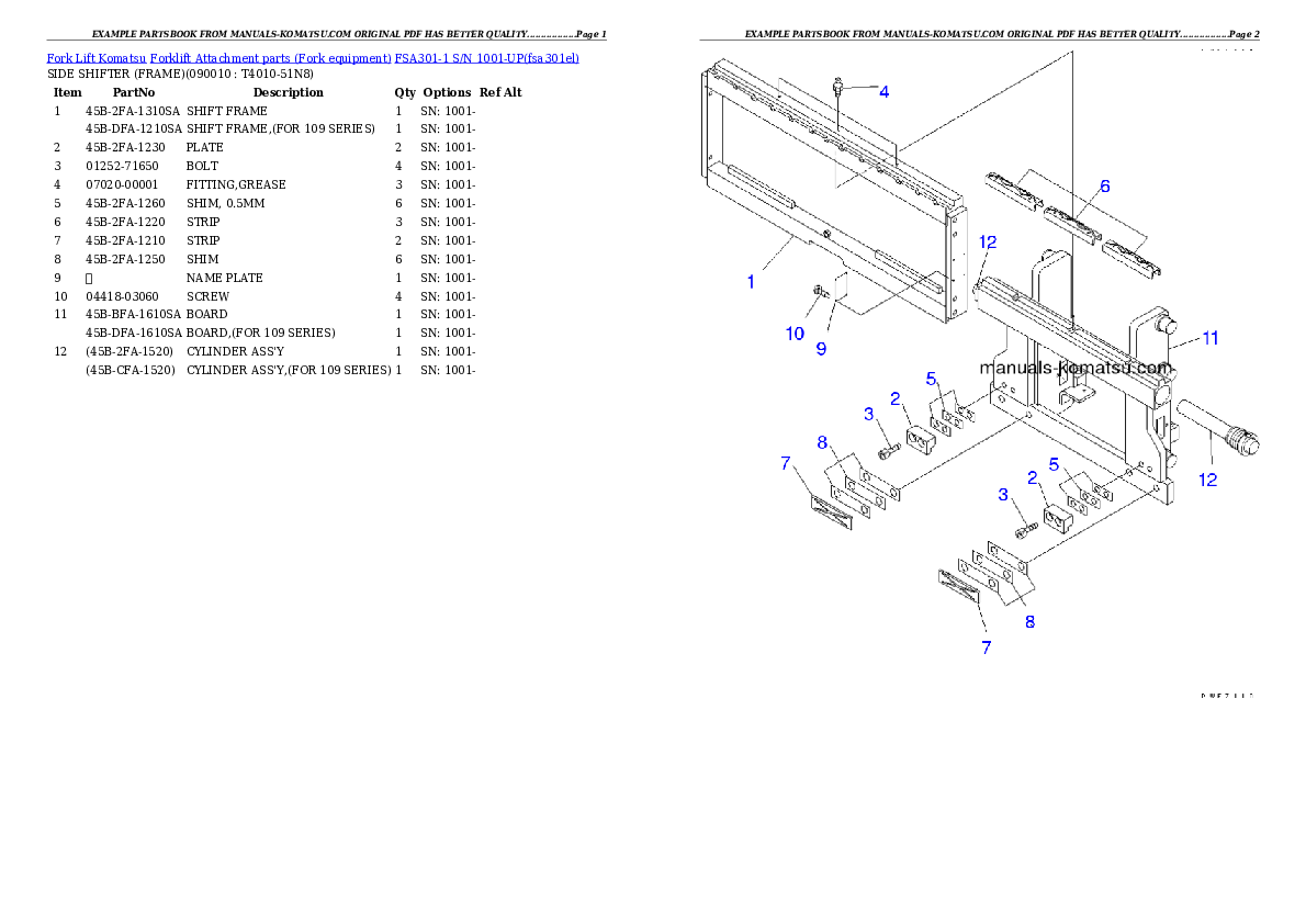 Protected: FSA301-1 S/N 1001-UP Partsbook