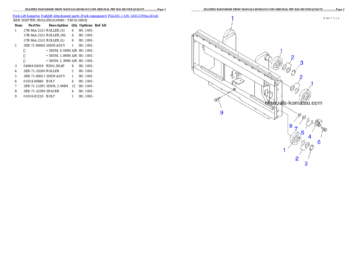 Protected: FSA301-1 S/N 1001-UP Partsbook