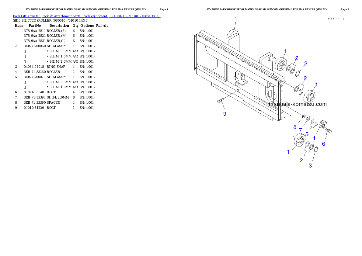 Protected: FSA301-1 S/N 1001-UP Partsbook