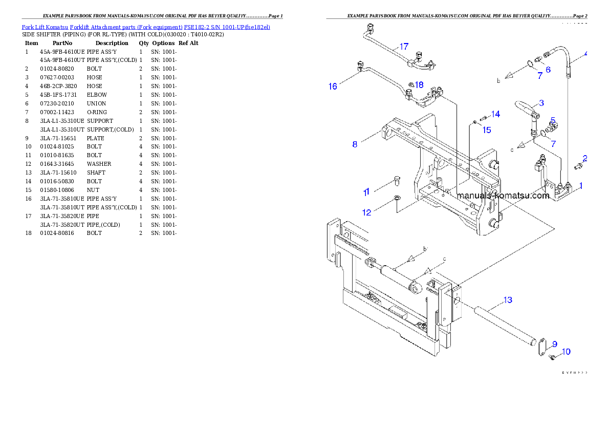 FSE182-2 S/N 1001-UP Partsbook