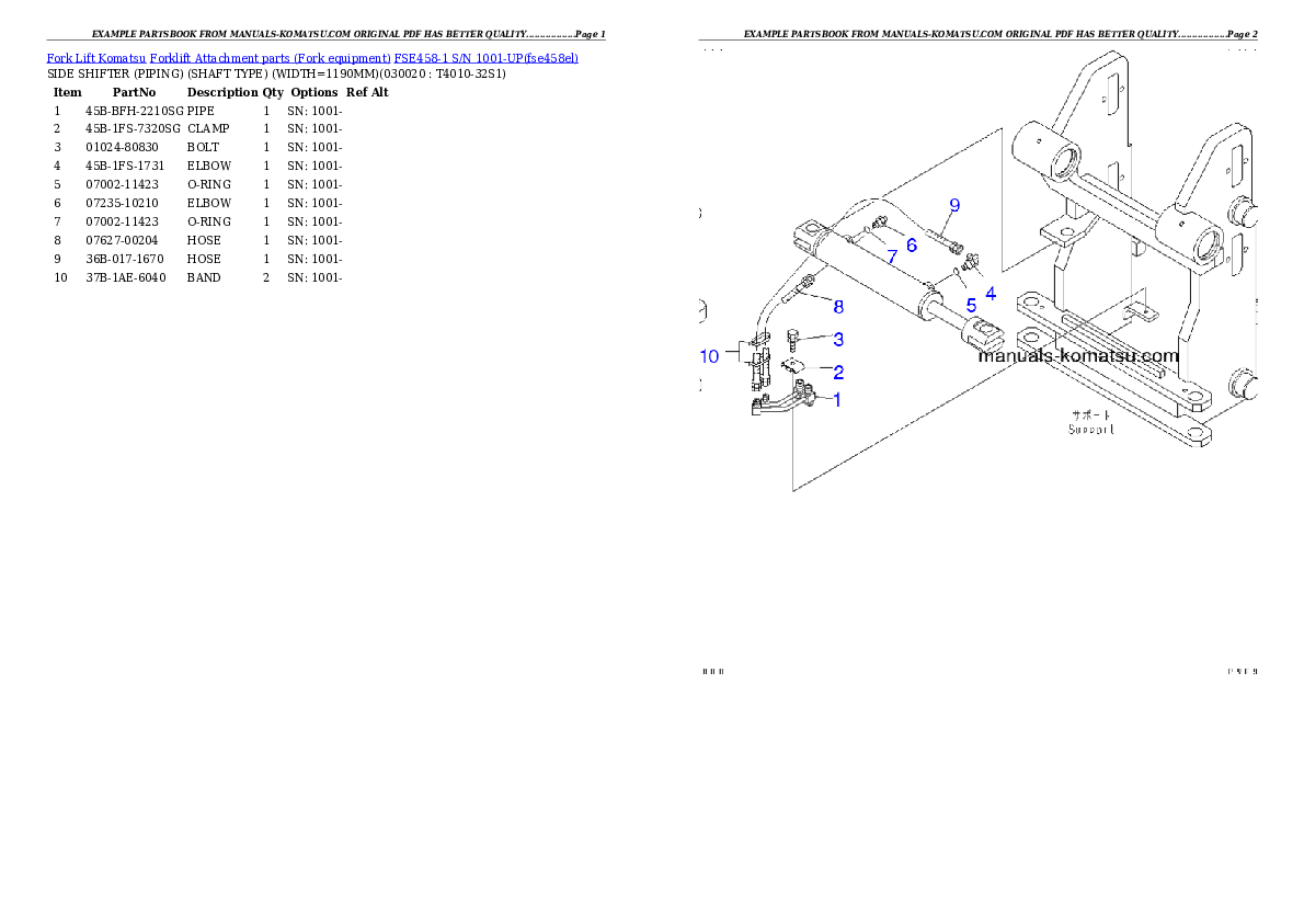 FSE458-1 S/N 1001-UP Partsbook