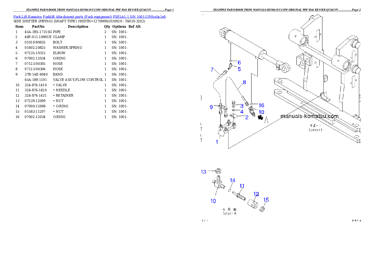 FSE5A1-1 S/N 1001-UP Partsbook