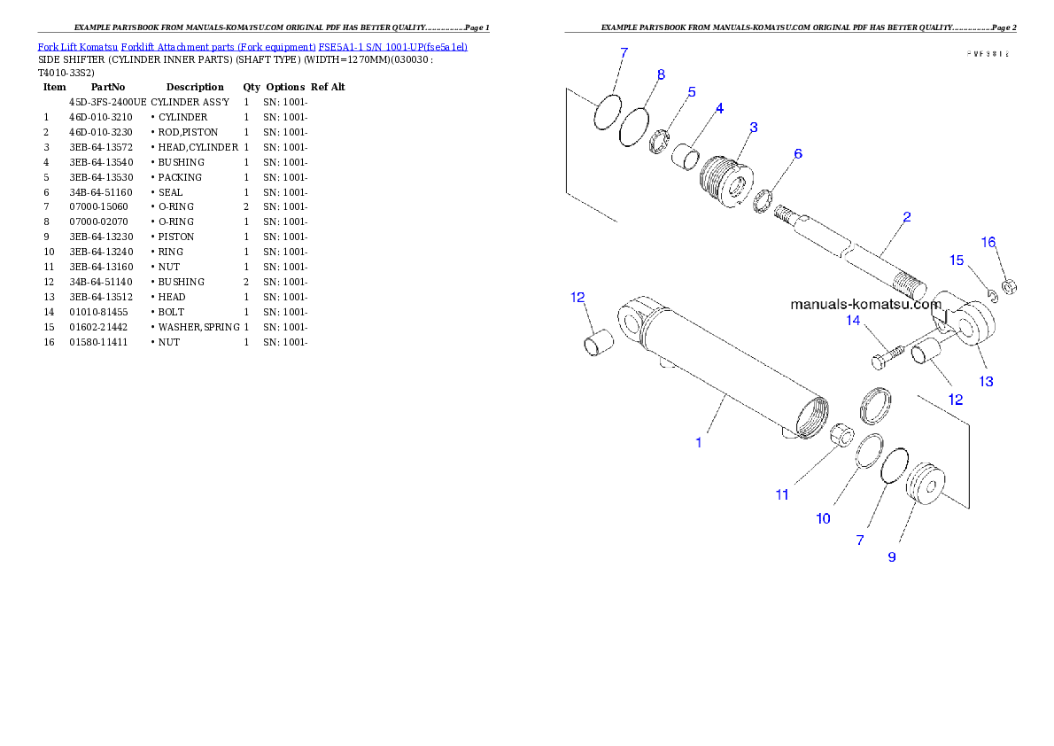 FSE5A1-1 S/N 1001-UP Partsbook