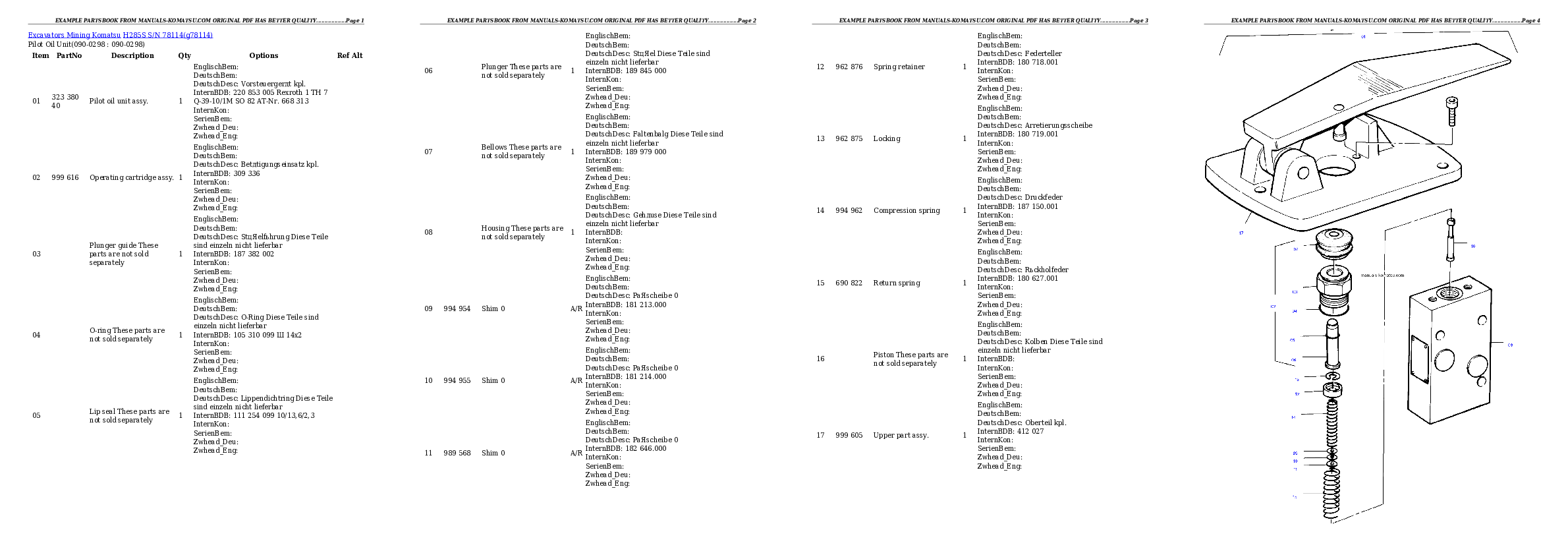 Protected: H285S S/N 78114 Partsbook