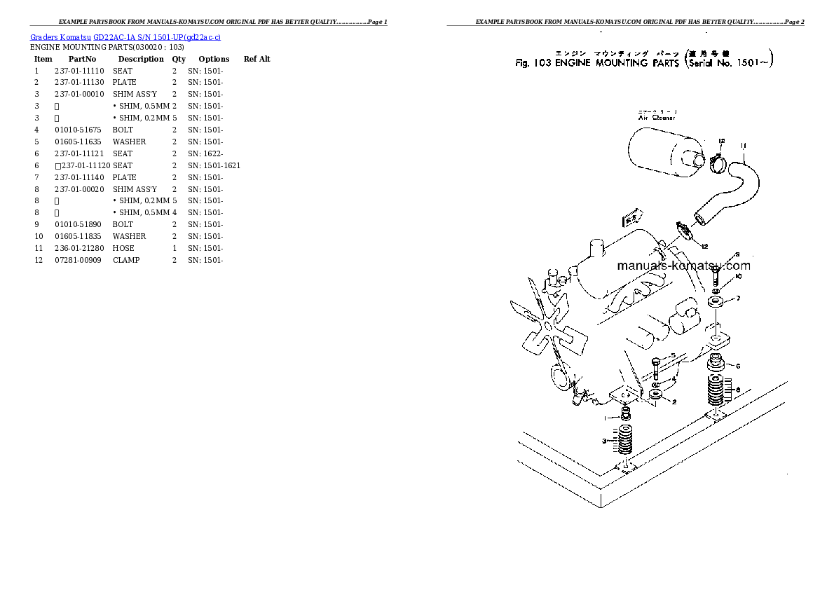 GD22AC-1A S/N 1501-UP Partsbook