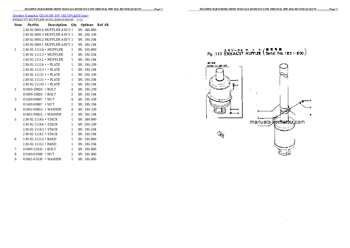 GD30-5M S/N 185-UP Partsbook