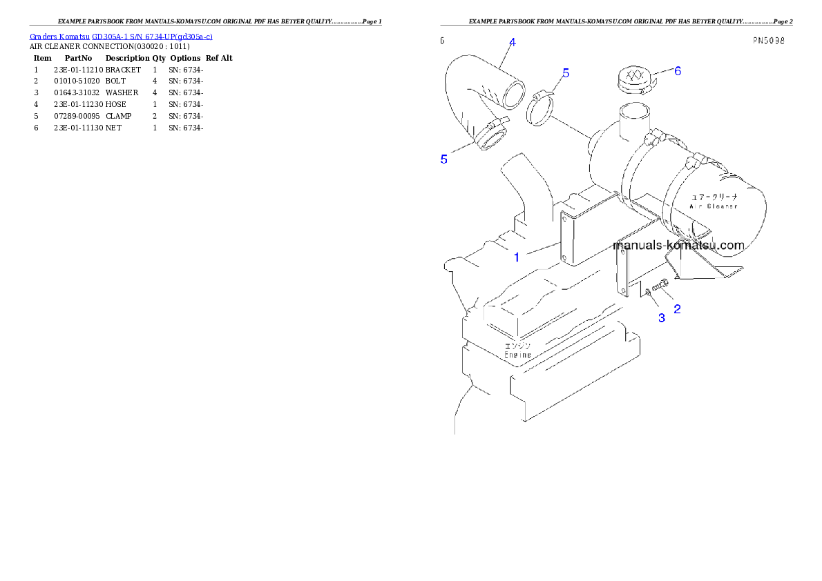 GD305A-1 S/N 6734-UP Partsbook