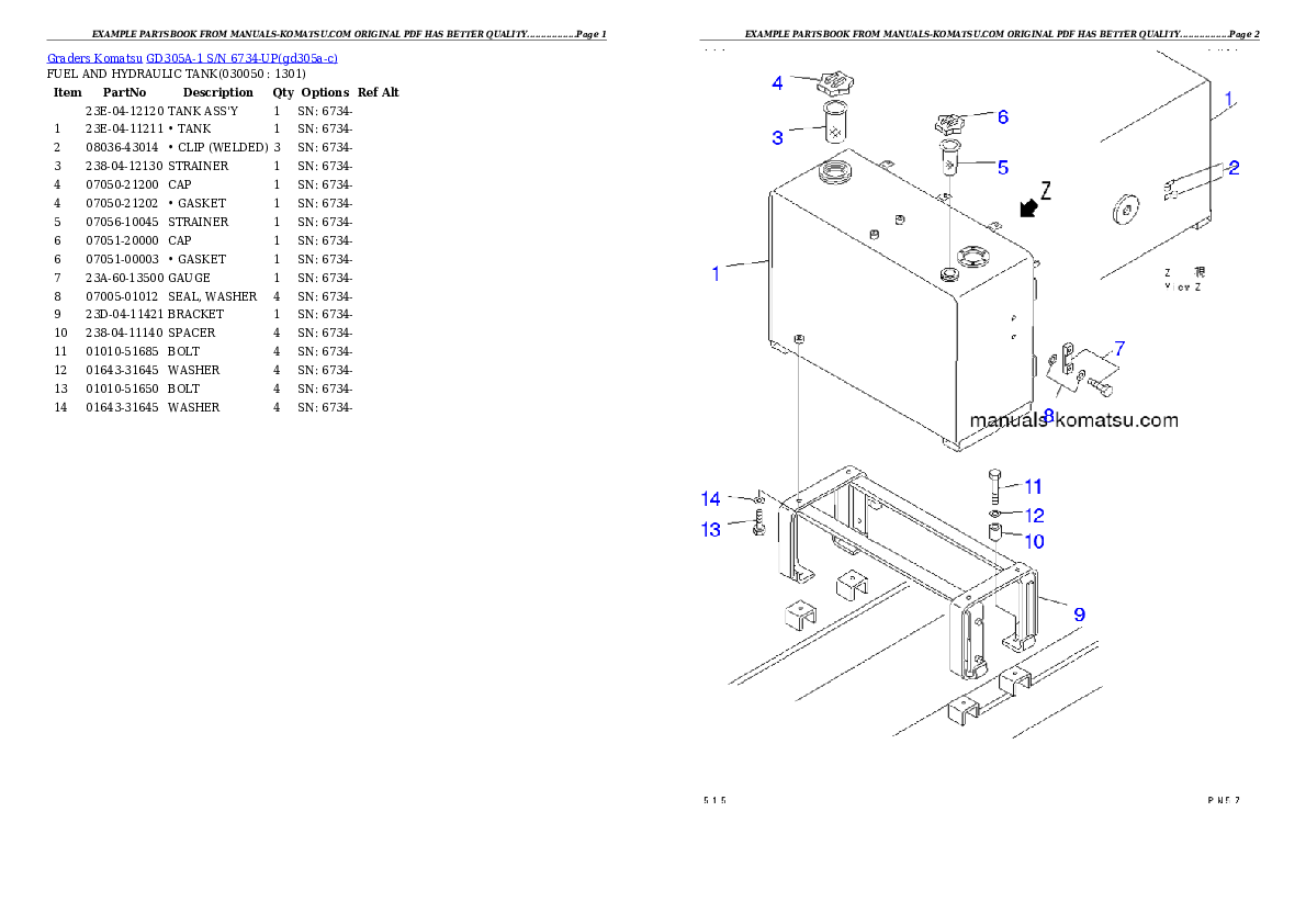 Protected: GD305A-1 S/N 6734-UP Partsbook