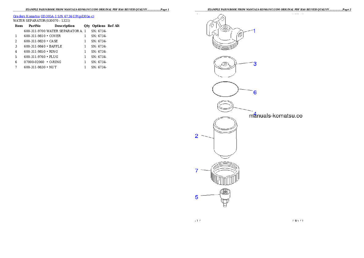 Protected: GD305A-1 S/N 6734-UP Partsbook