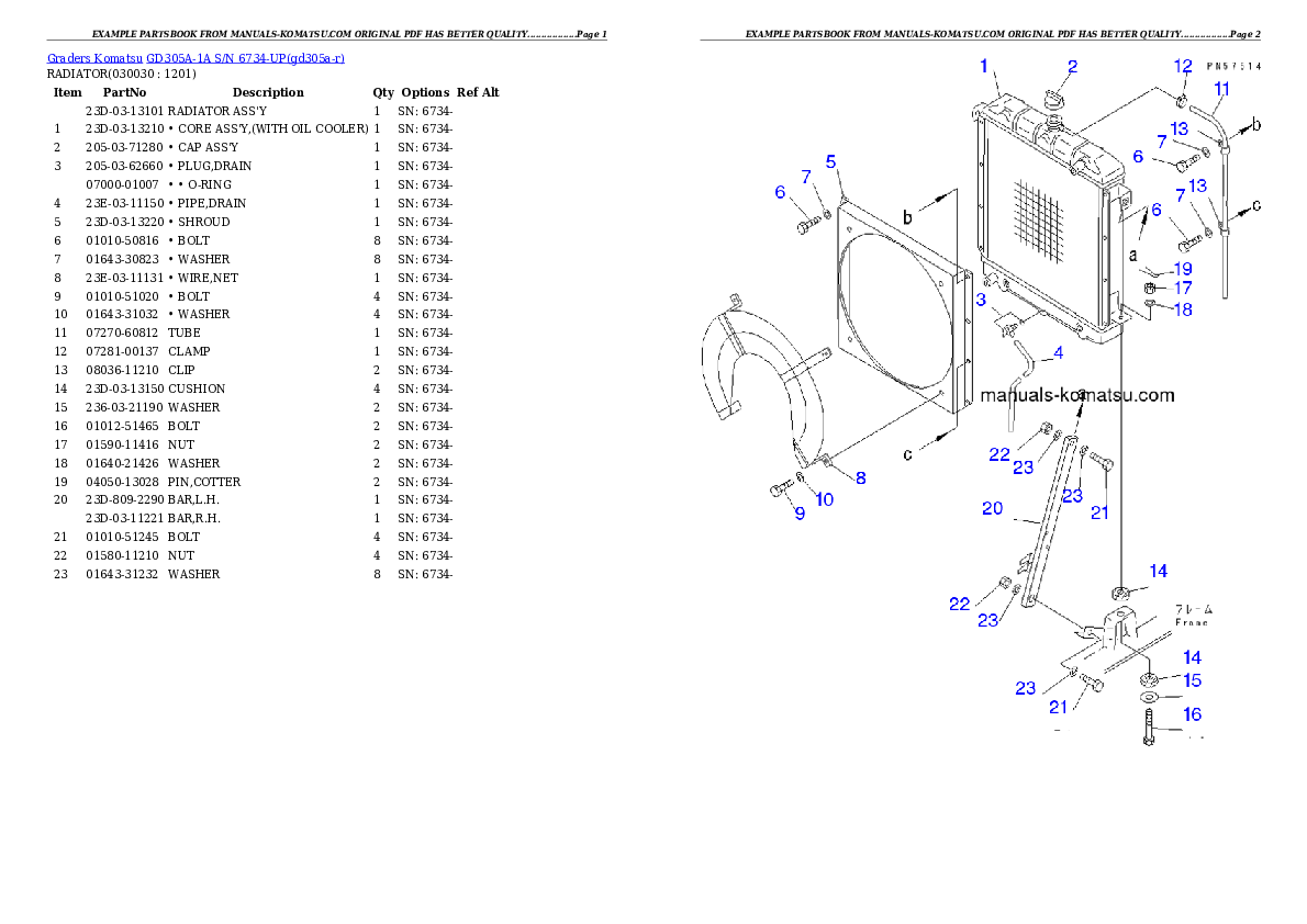 GD305A-1A S/N 6734-UP Partsbook