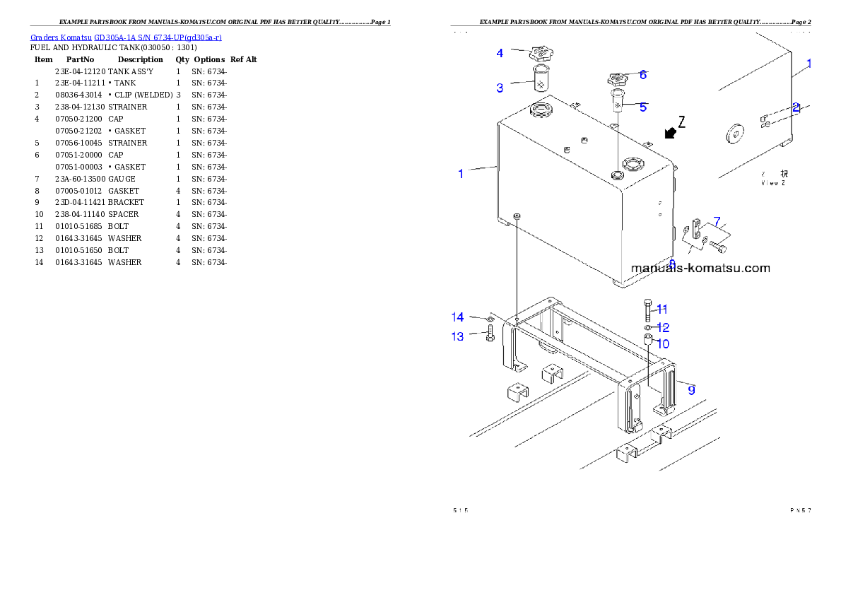 Protected: GD305A-1A S/N 6734-UP Partsbook