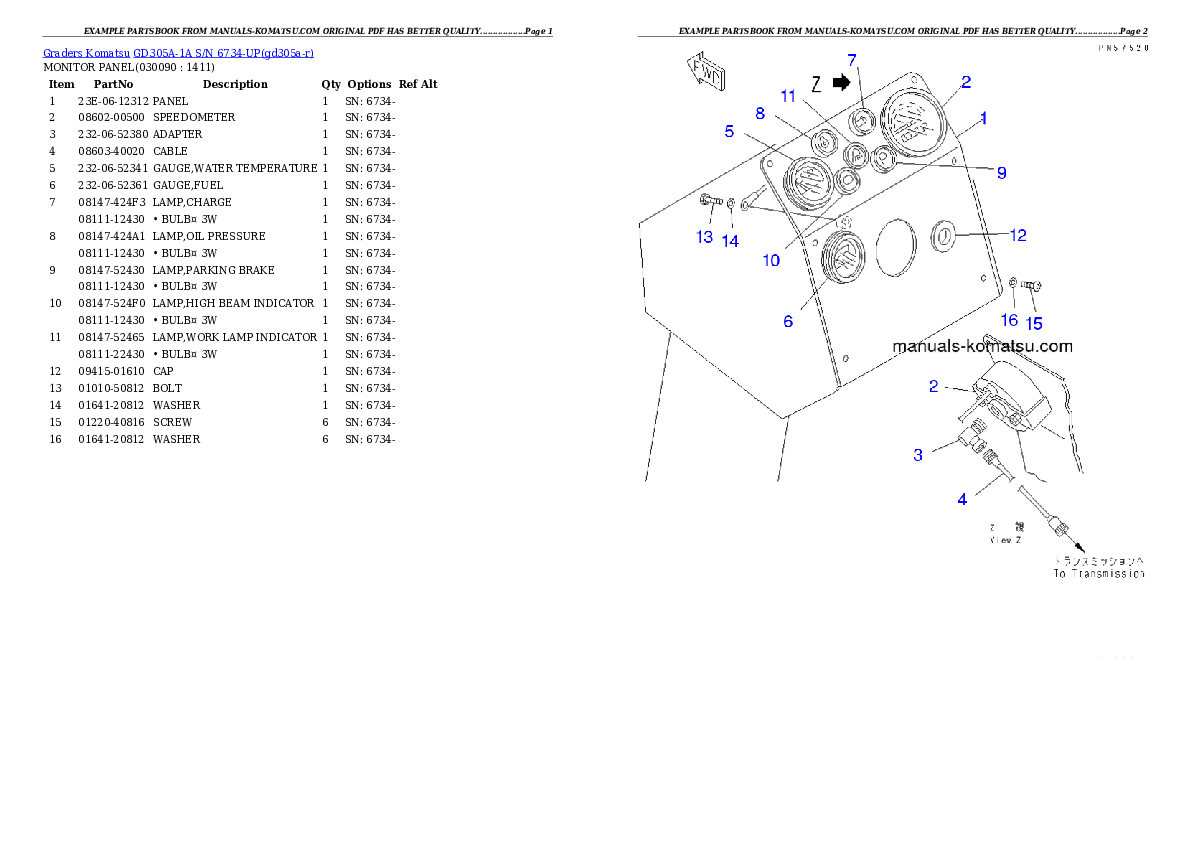 Protected: GD305A-1A S/N 6734-UP Partsbook