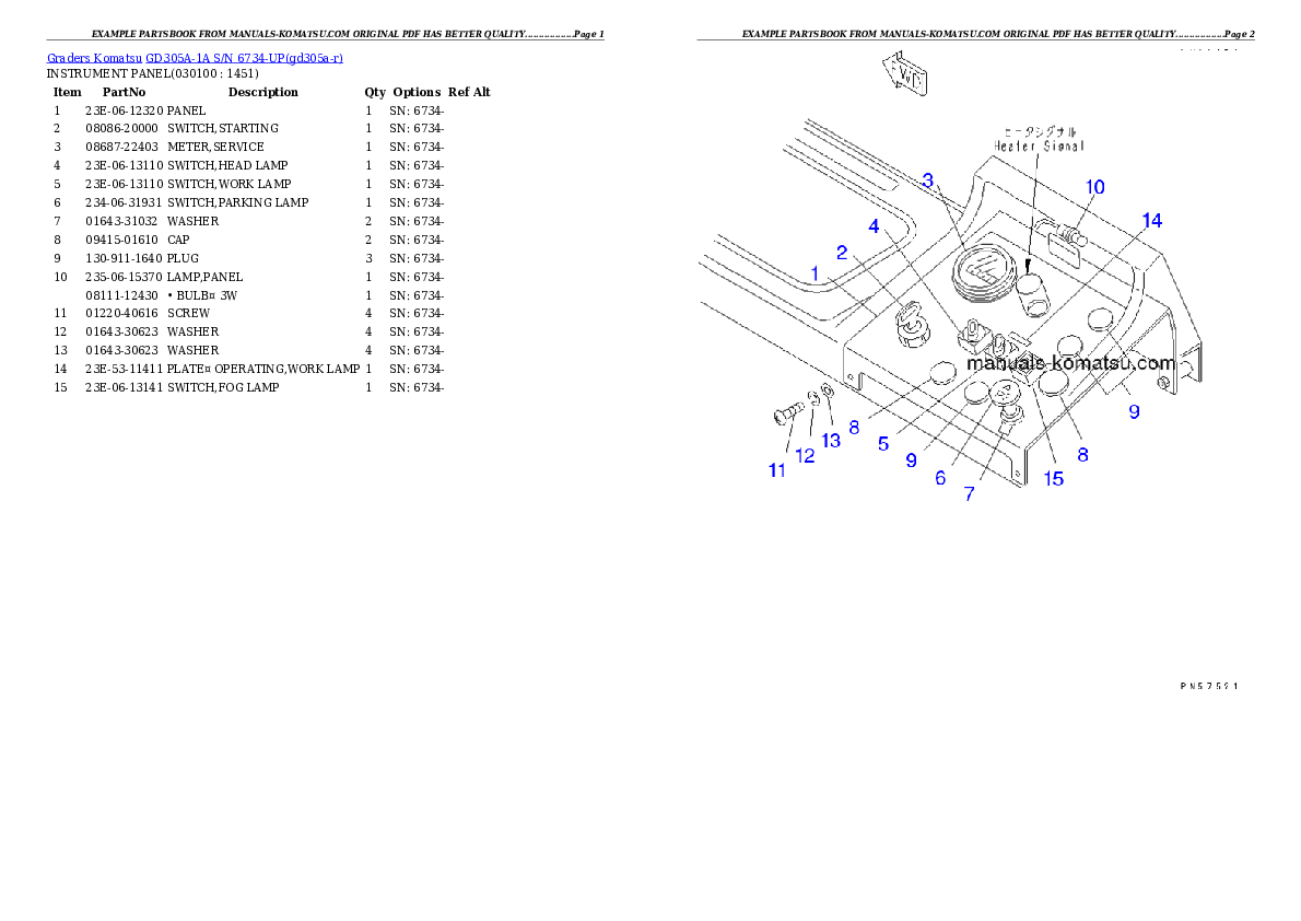 Protected: GD305A-1A S/N 6734-UP Partsbook