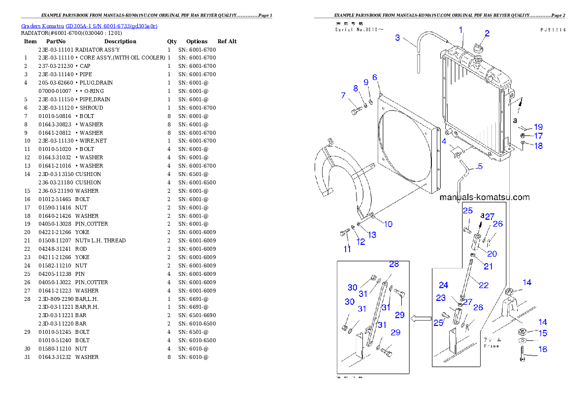 Protected: GD305A-1 S/N 6001-6733 Partsbook
