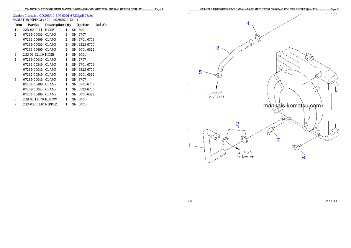 Protected: GD305A-1 S/N 6001-6733 Partsbook