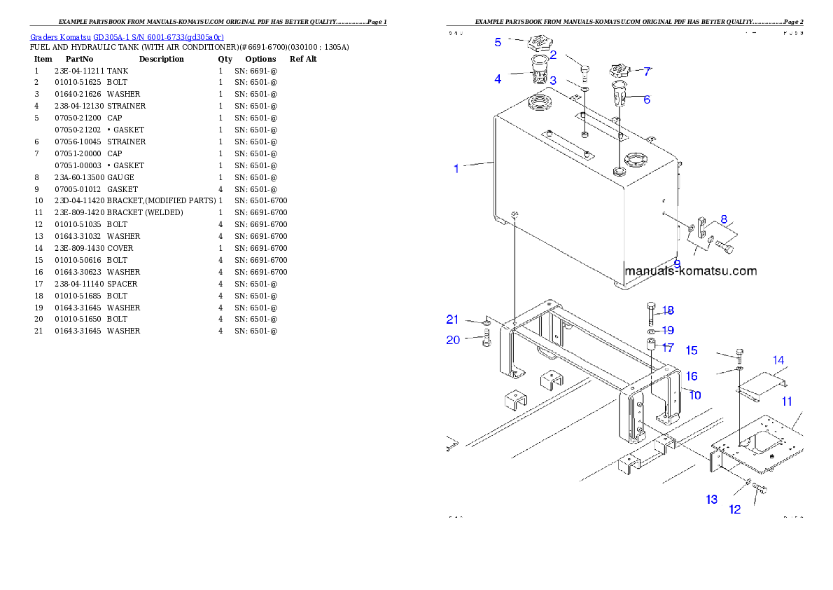 Protected: GD305A-1 S/N 6001-6733 Partsbook