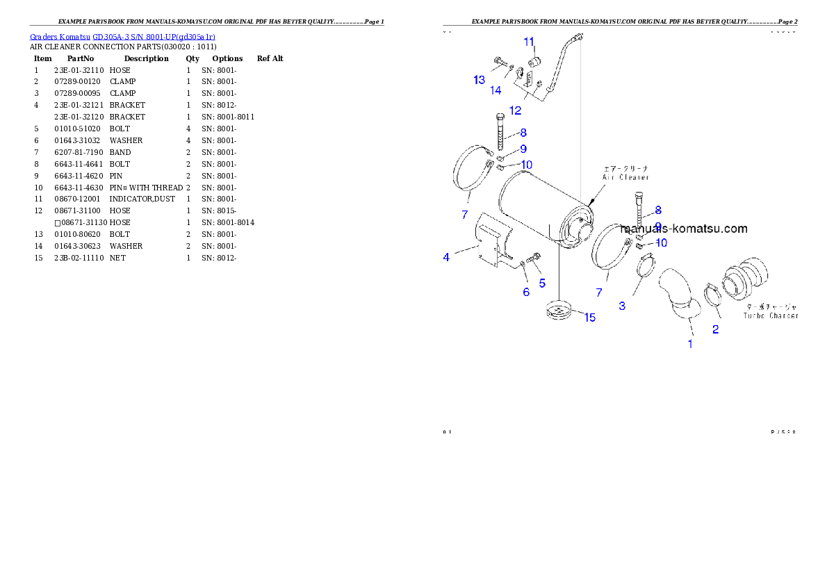 GD305A-3 S/N 8001-UP Partsbook