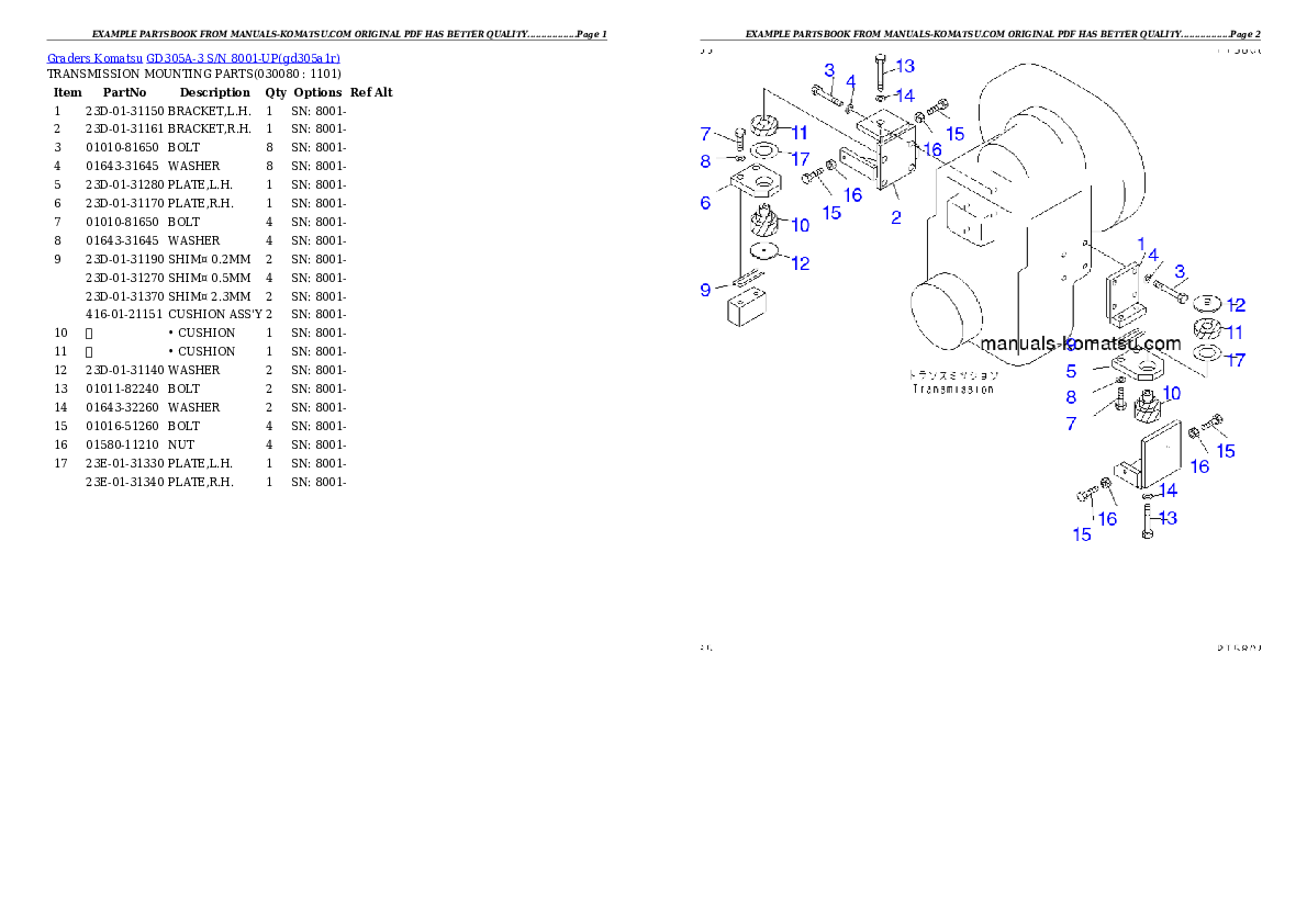 Protected: GD305A-3 S/N 8001-UP Partsbook
