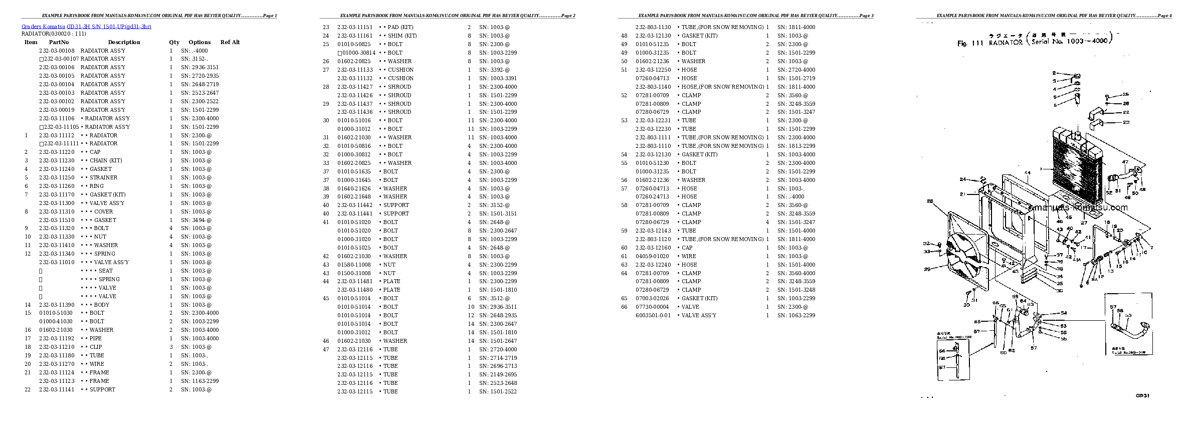 GD31-3H S/N 1501-UP Partsbook